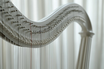 Aufkleber - Very light grey background with a series of vertical lines in a slightly darker grey, evoking the strings of a harp,