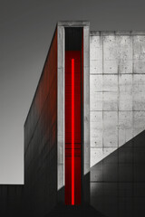 Aufkleber - A smooth gradient from white to dark grey in a vertical format, punctuated by a sharp, thin red line as a focal point,