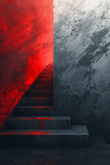 Aufkleber - A smooth gradient from white to dark grey in a vertical format, punctuated by a sharp, thin red line as a focal point,