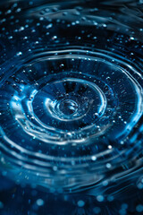 Aufkleber - Minimalist depiction of a ripple effect with concentric circles in varying shades of blue on a navy background,