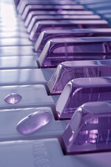 Fototapete - A clean, white background with a single, diagonal, lavender stripe, symbolizing a fleeting musical note,