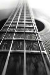 Fototapete - A composition of thin, parallel lines in black and grey on a white background, suggesting the vibration of guitar strings,