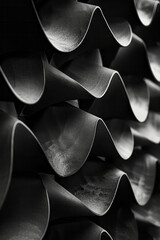 Fototapete - Simple, stark black silhouettes of geometric shapes against a bright white background, representing the clarity and simplicity of acoustics,