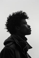 Fototapete - Simple, stark black silhouettes of geometric shapes against a bright white background, representing the clarity and simplicity of acoustics,