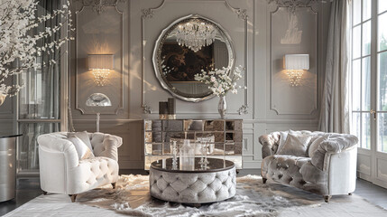 Sticker - Mirrored dressers reflecting the beauty of the surroundings, doubling the elegance of any bedroom they inhabit.