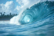Blue ocean wave close-up. Tropical background