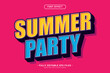 © Bushmandesign - 3d summer party text effect, vibrant and colorful embossed font style effect for summer event poster design