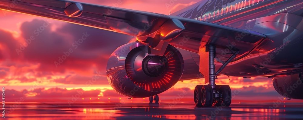Flight Engine Side View Aircraft engines side view close up of jet engines roaring to life as a ...