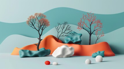 Wall Mural - A group of different colored objects sitting on top of a table