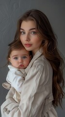 Wall Mural - A woman holding a baby in her arms