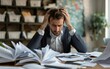 © OLGA - Overwhelmed businessman struggling with excessive paperwork.