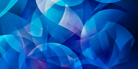 Dynamic graphic geometric illustration with abstract shapes and vibrant in rich blue tones colors, providing a visually striking element for graphic design, web backgrounds, or artistic presentations