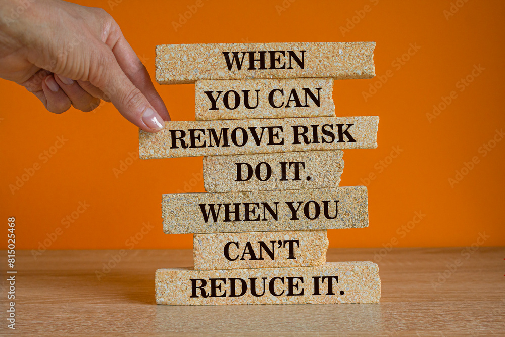 Remove The Risk When you can remove risk, do it. When you can't, reduce it. slogan ...
