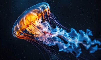 Wall Mural - Grand jellyfish gliding, nature background