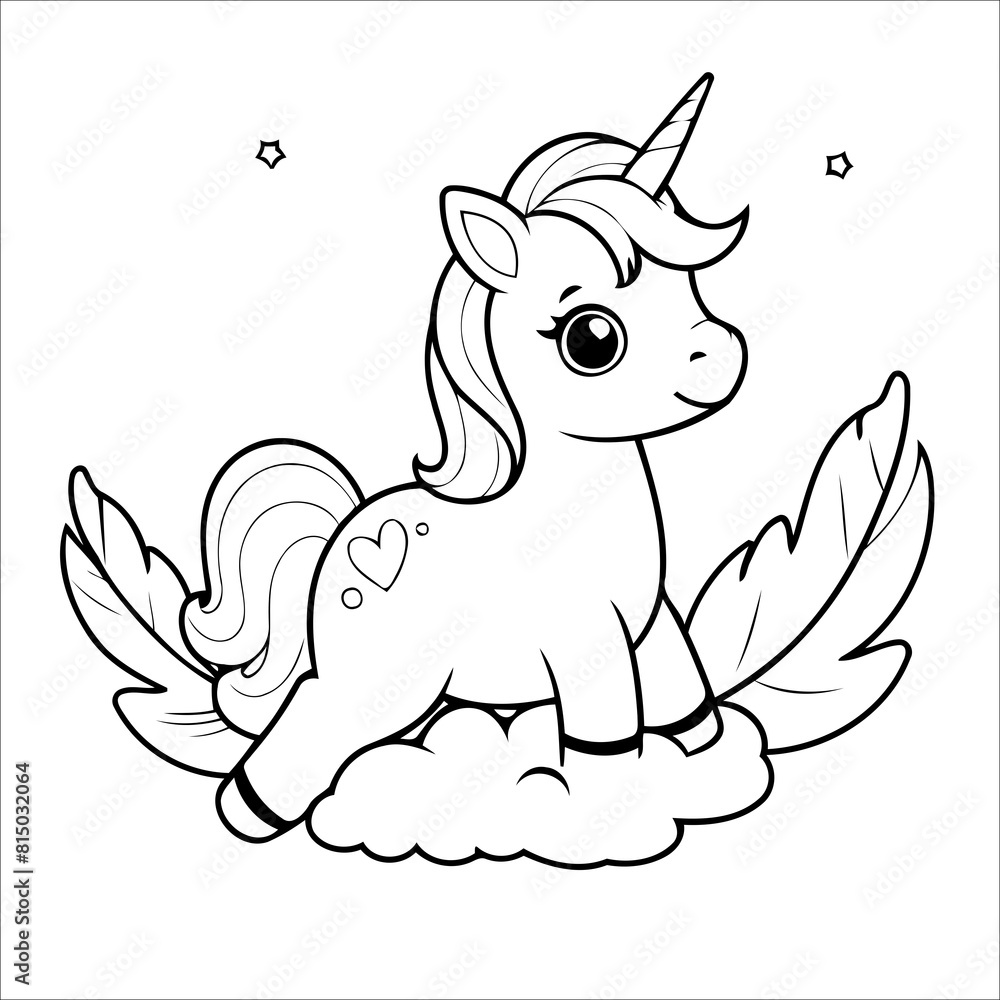 Vector illustration of cute Unicorn coloring page for kids Stock Vector ...