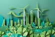 Green environmental protection and energy technology background illustration , paper cutout,World Environment Day