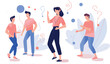 © PNG - Vector illustration of a group of young people dancing and having fun.