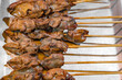grilled chicken liver on food stall, selective focus