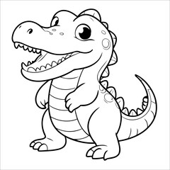 Sticker - Vector illustration of cute Alligator coloring page for kids