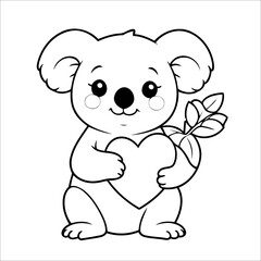 Sticker - Vector illustration of cute Koala coloring page for kids