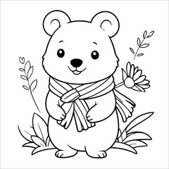 Poster - Vector illustration of cute Quokka coloring page for kids