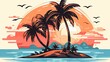 © Anapus - The setting sun casts a warm glow over a small tropical island. The island is covered in lush vegetation.