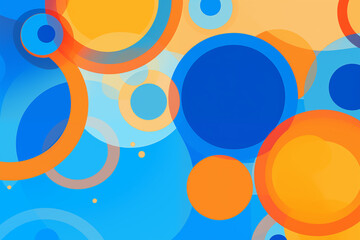 Wall Mural - An abstract of blue circle seamless on orange background