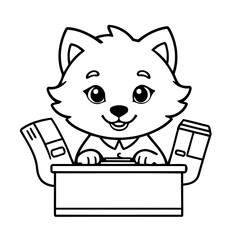 Poster - Cute vector illustration Wolf doodle for toddlers coloring activity