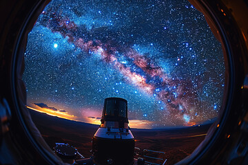 Wall Mural - view of the milky way from a spaceship window