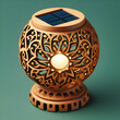 Sun-Kissed Charm: Solar-Powered Lamp with Detailed Wooden Craftsmanship