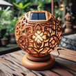 Sustainable Elegance: Intricate Wooden Solar Lamp for Eco-Friendly Lighting