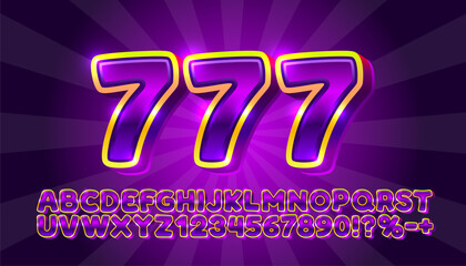Wall Mural - Casino golden font, color red. English alphabet and numbers sign. Vector illustration
