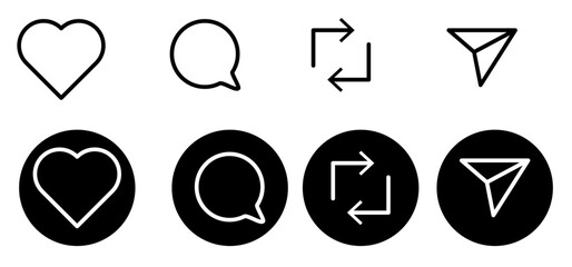 Wall Mural - love, comment, share icon vector illustration with editable stroke. instagram threads icon set. isol