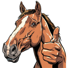 Wall Mural - A cartoon horse with a thumbs up gesture