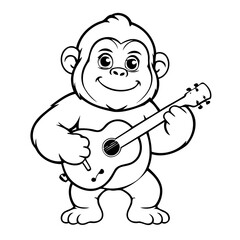 Poster - Simple vector illustration of Gorilla drawing for children page