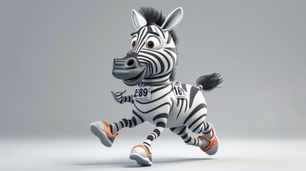 Wall Mural - A cartoon zebra running with the number 43 on its back