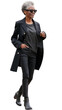 © F U T U R O  - portrait of a mature senior elegant black african american woman walking, transparent, isolated on white background