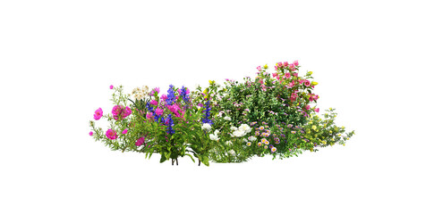 Wall Mural - 3D Render Flower Garden on Transparent Background