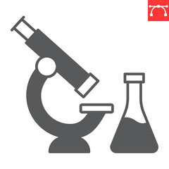 Wall Mural - laboratory glyph icon, lab and science, microscope with flask vector icon, vector graphics, editable