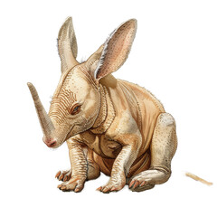 Poster - An illustration showing a small armadillo on a plain background, a aardvark isolated on transparent background