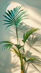 Wall Mural - Palm Plant on Table Against Wall