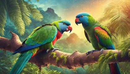 Canvas Print - parrot on a branch