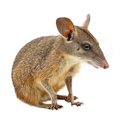 Wall Mural - A rat is seated on a plain white surface, a bandicoot isolated on transparent background