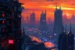 City skyline at sunset, perfect for urban-themed projects