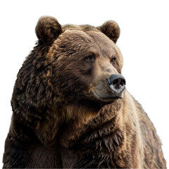 Sticker - A brown bear stands tall against a plain white backdrop, a brown bear isolated on transparent background