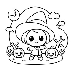 Sticker - Simple vector illustration of halloween drawing for toddlers book