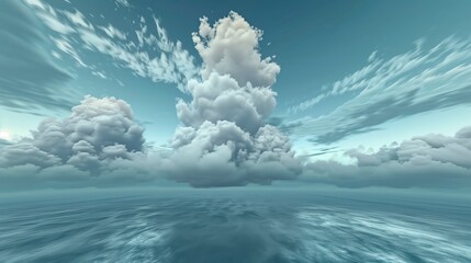 Wall Mural - A blue sky with clouds and a body of water