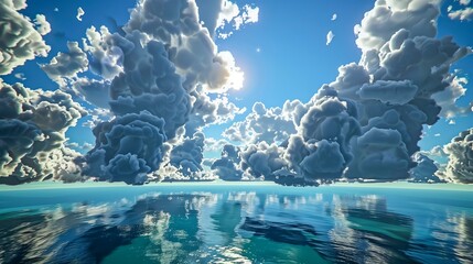 Wall Mural - The sky is filled with clouds and the sun is shining through them