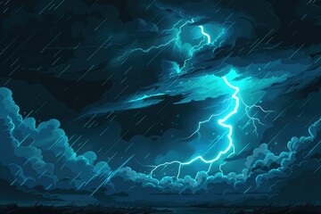 Wall Mural - a striking image of a lightning bolt in a dark sky. perfect for illustrating power and nature's forc