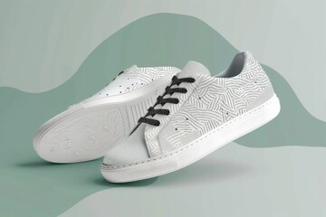 A pair of classic white sneakers with black laces. Suitable for various lifestyle and fashion concepts